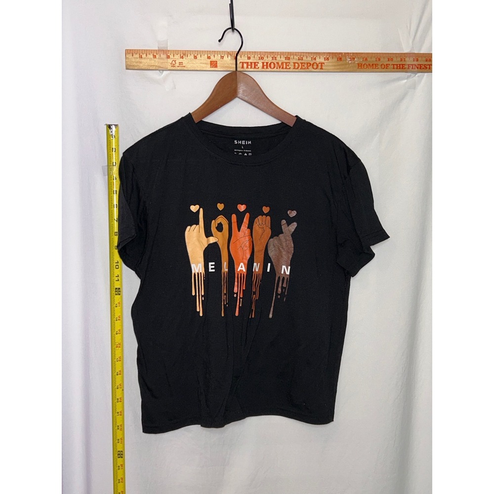 SHEIN Black Melanin Graphic T Shirt Womens‎ Size L Short Sleeve Crew Neck
